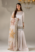 Ziyana Luxe Silver Gray Party Wear – Embroidered 3-Piece Suit