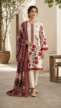 Crimson Bloom Lawn 3-Piece Suit ZIYANA Luxe