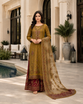Dusty Gold Embroidered Chiffon Party Wear Set (Copy)