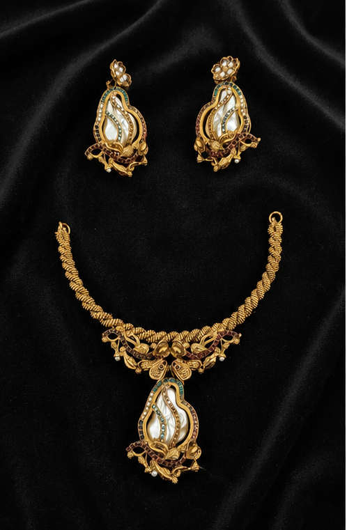 Antique Ivory Pearl Statement Necklace SeT
