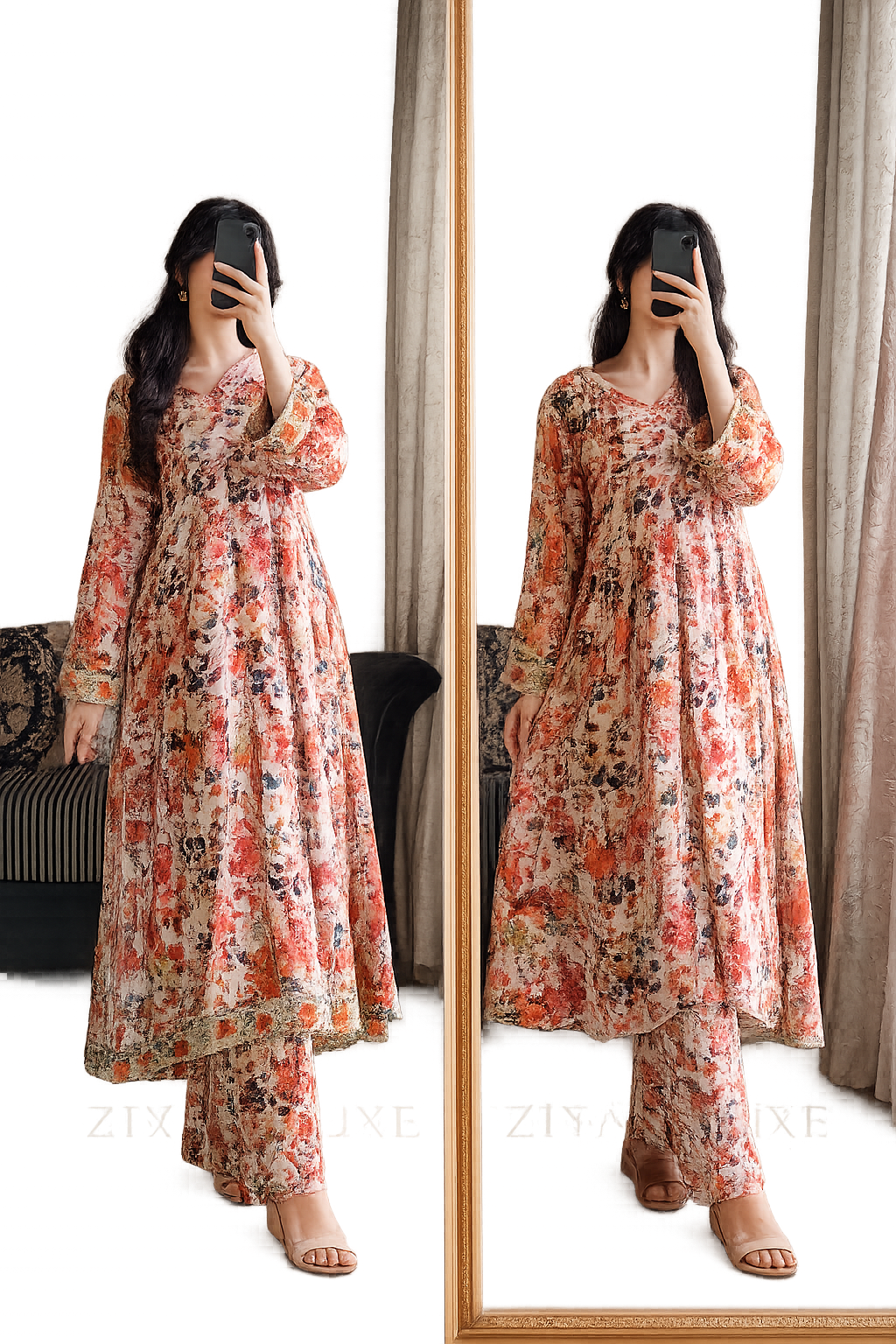 Printed Silk Winter Collection – Floral Digital Print 2-Piece Co-Ord Set