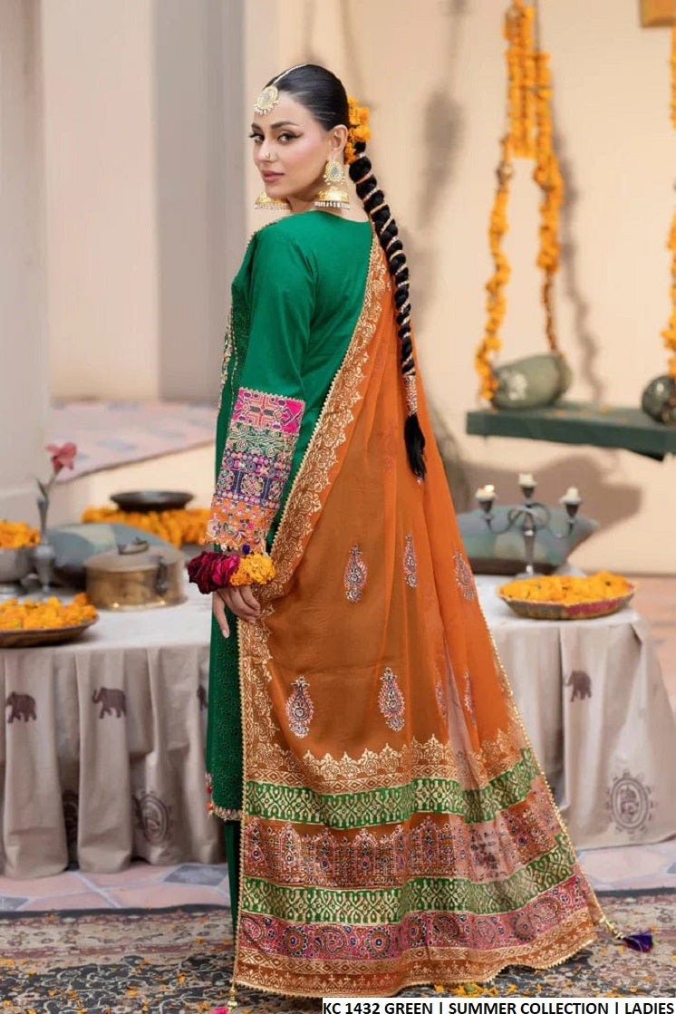 Luxury Green Festive Wear – 3-Piece Ensemble