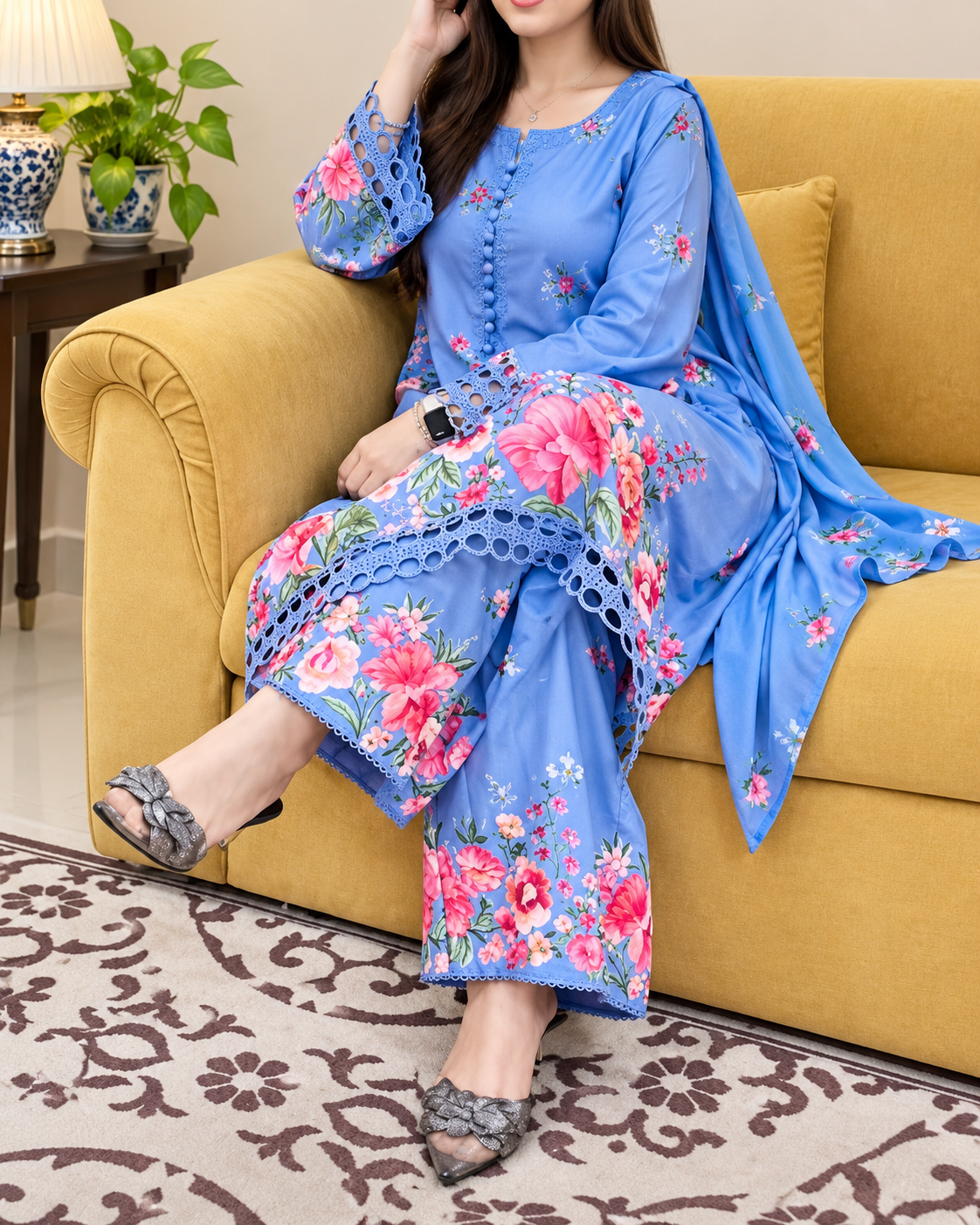 Rozana Embroidered Suit Ethnic by Outfitters 10/10