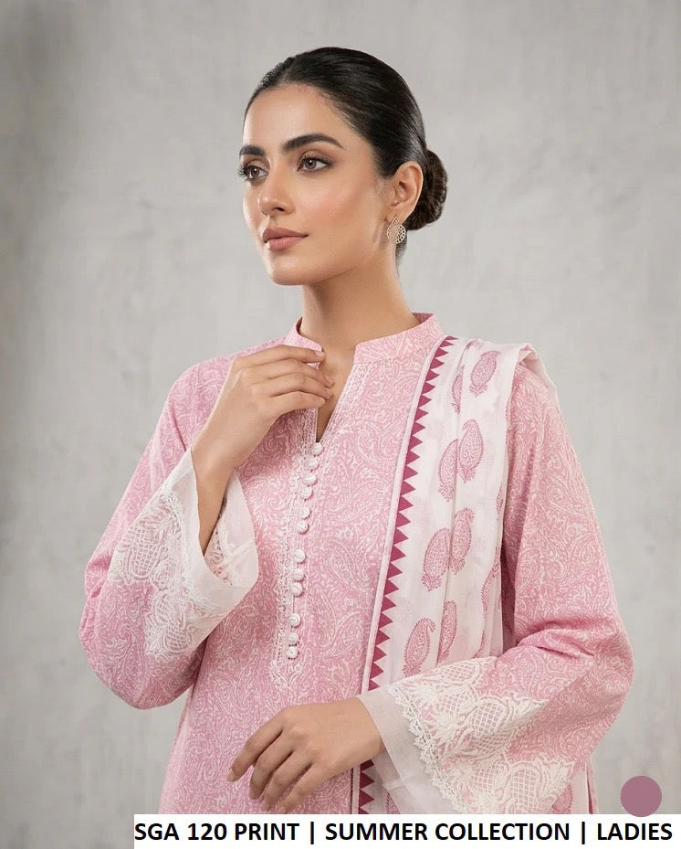 ZIYANA Luxe – Blush Bloom Lawn 3-Piece Suit